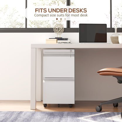 2-Drawer Filing Cabinet w/ Adjustable Hanging Bar Lockable File Cabinet White