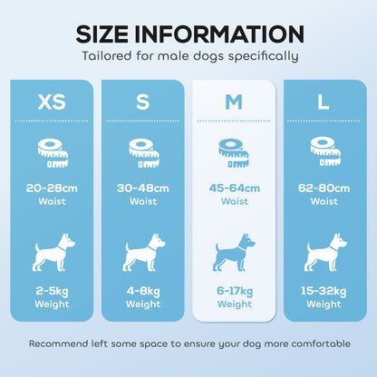 Dog Diapers Super Absorbent Leak-Proof Dog Nappies for Male Dogs Size M 45-64 cm Waist