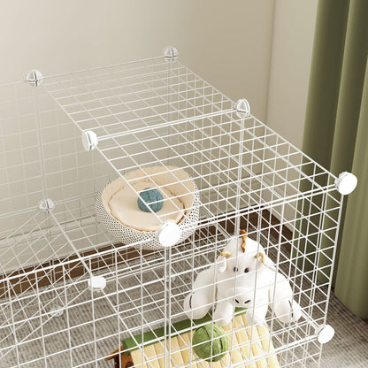 DIY 36 Panel Pet Playpen Metal Wire Fence for Chinchilla, Hedgehog, Bunny, Indoor, Outdoor Use, White
