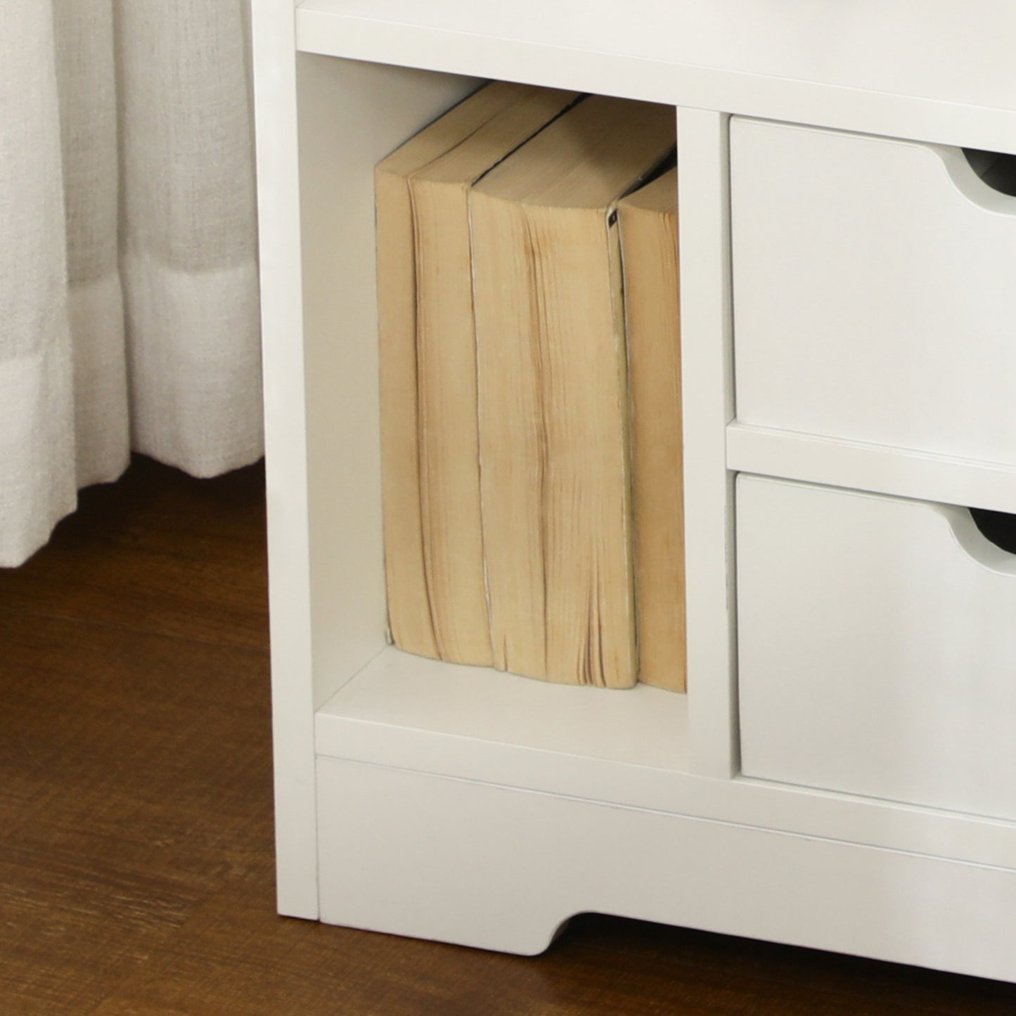 Bedside Table, Small Bedside Cabinet with 2 Drawers and Storage Shelves, Modern Nightstand for Bedroom, White