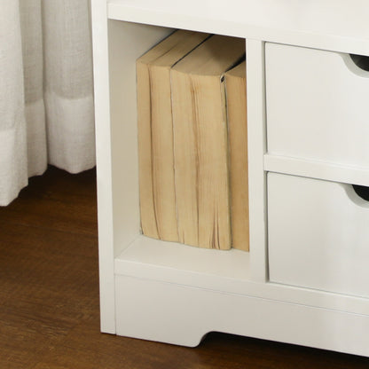 Bedside Table, Small Bedside Cabinet with 2 Drawers and Storage Shelves, Modern Nightstand for Bedroom, White