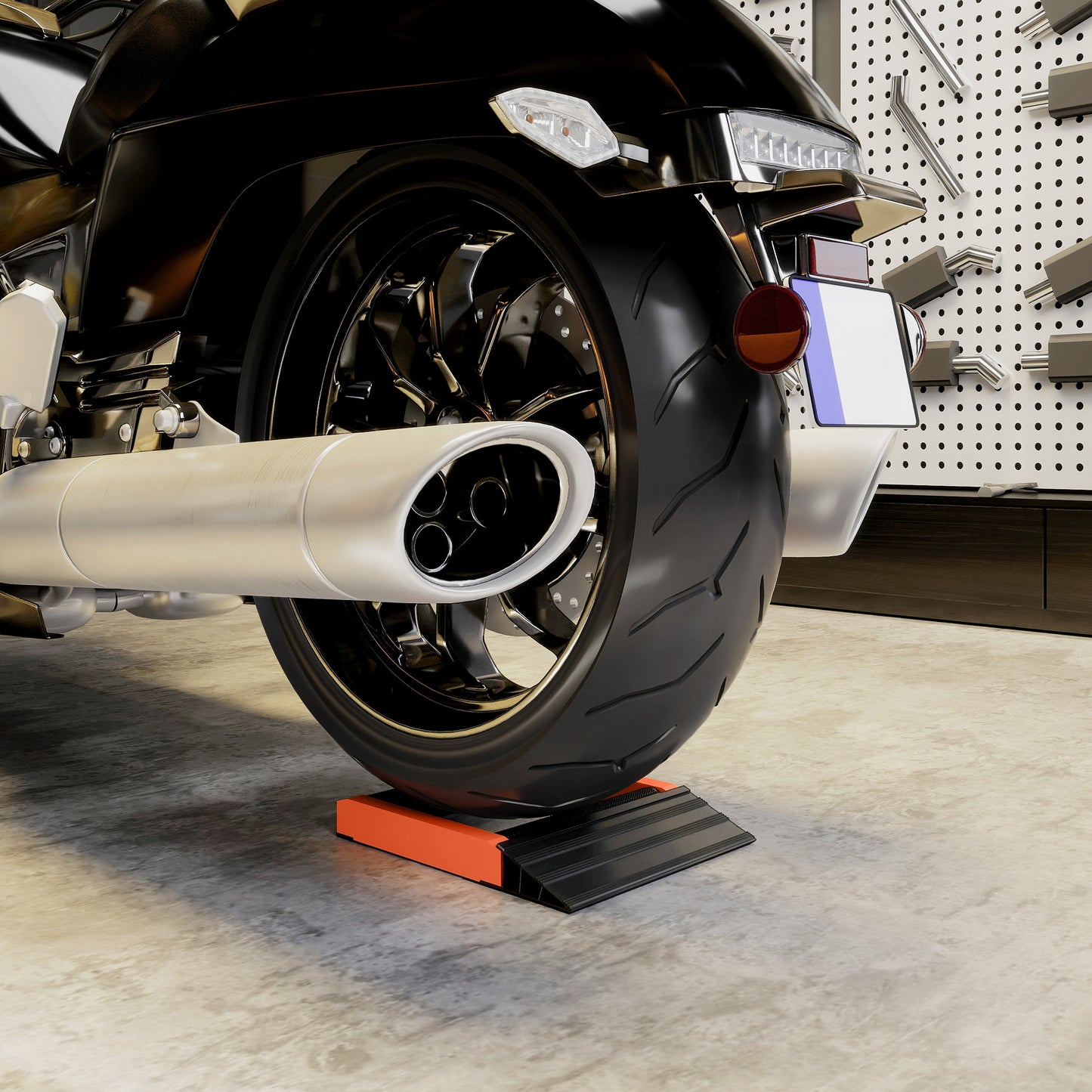 Motorcycle Wheel Cleaning Roller Stand with Aluminium Alloy Frame and Rollers