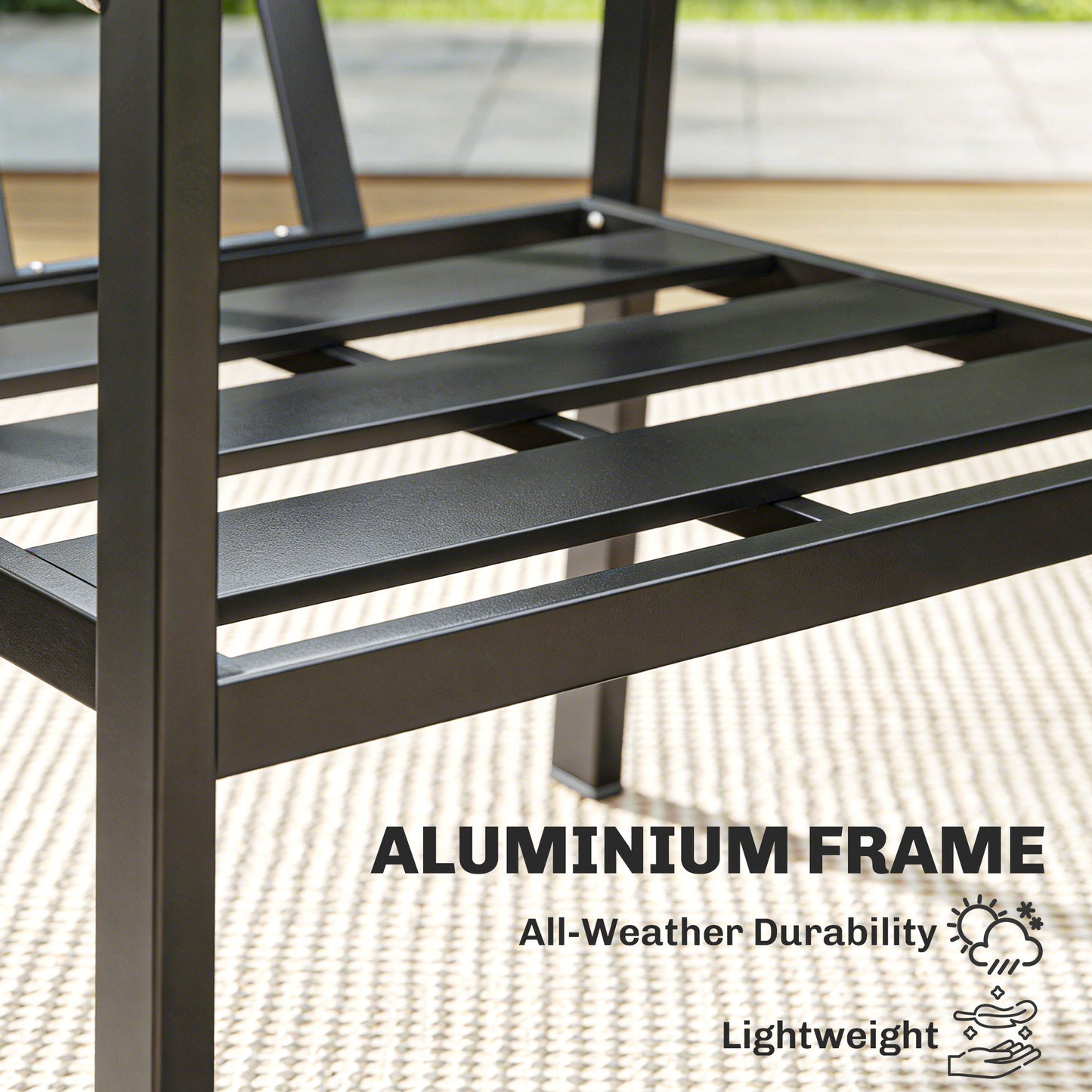 Aluminium Garden Furniture Set, 4 Seater Outdoor Patio Furniture with Loveseat, 2 Armchairs, Slatted Table