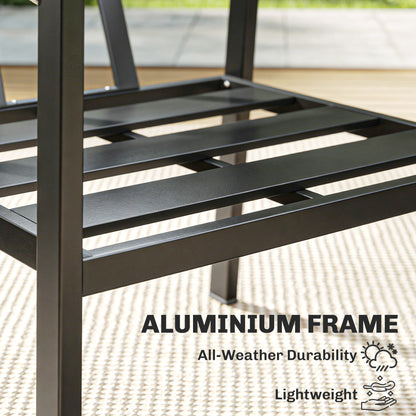 Aluminium Garden Furniture Set, 4 Seater Outdoor Patio Furniture with Loveseat, 2 Armchairs, Slatted Table