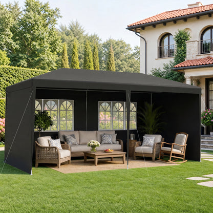 2.95 x 5.83 m Semi-Open Gazebo - Dark Grey