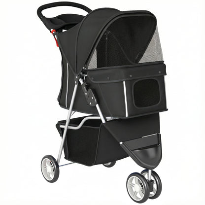 3 Wheel Pet Stroller for Small and Miniature Dogs, Black