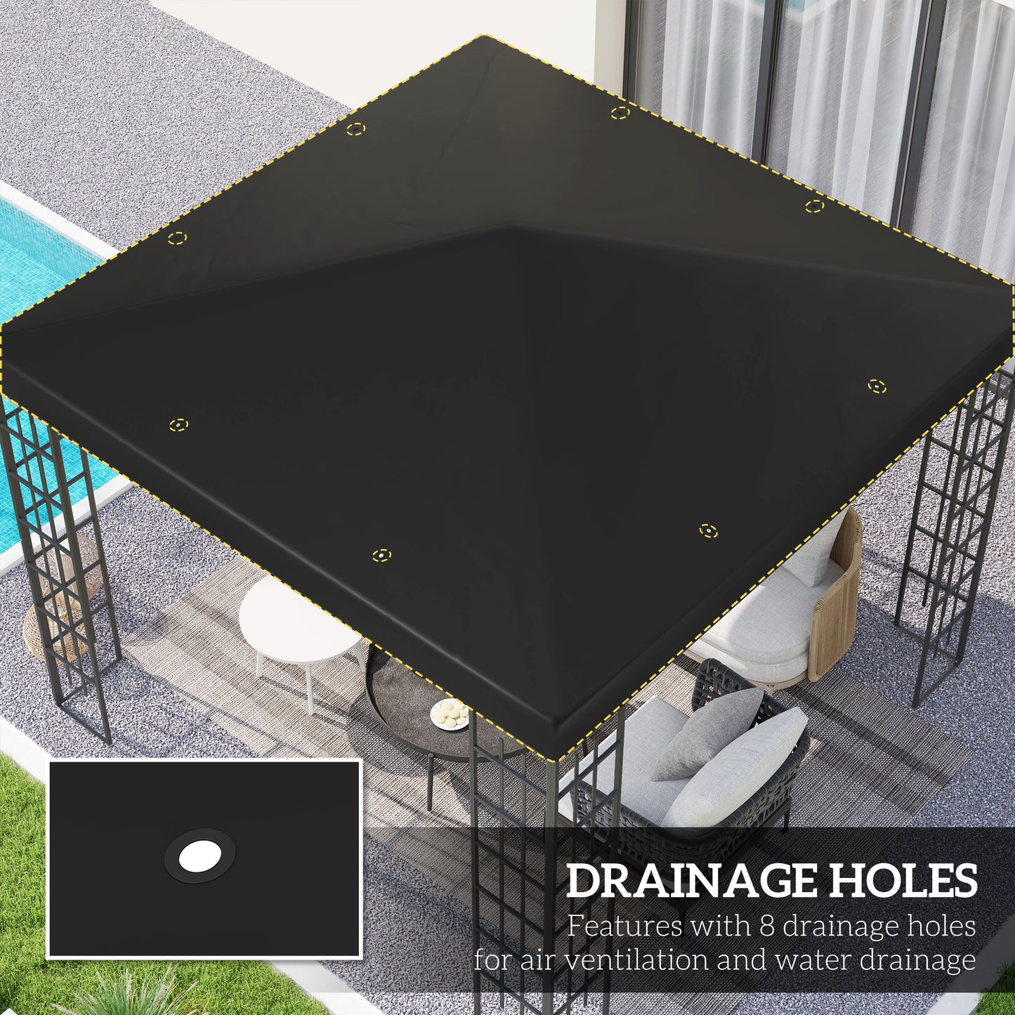 3 x 3(m) Gazebo Frame Replacement - Black