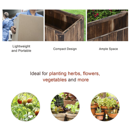 Wooden Raised Garden Bed, 120 x 50 x 45cm Elevated Planter Box, Outdoor Flower Bed with Drainage Gaps, Easy Assembly