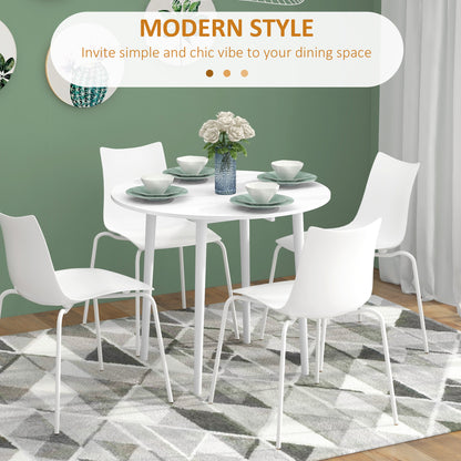 Folding Dining Table for 4, Round Drop Leaf Table, Modern Space Saving Small Kitchen Table with Wood Legs for Dining Room