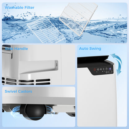 Portable Air Conditioner 14000 BTU, 4-in-1 AC Unit with Cool, Dehumidifier, Fan, Sleep Mode, WiFi Voice Remote Control