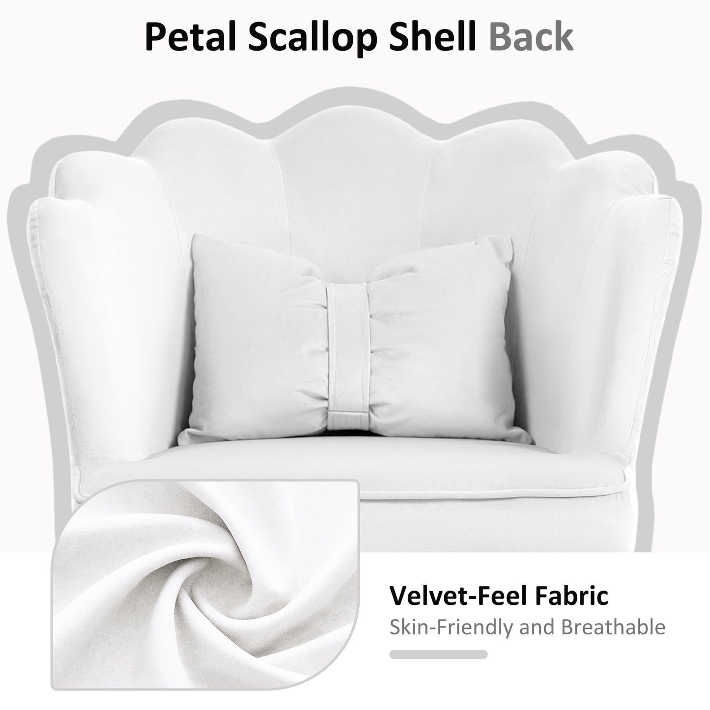 Velvet-Feel Petal Back Office Chair - White