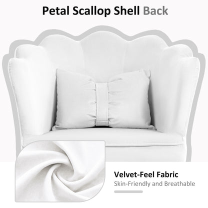 Velvet-Feel Petal Back Office Chair - White