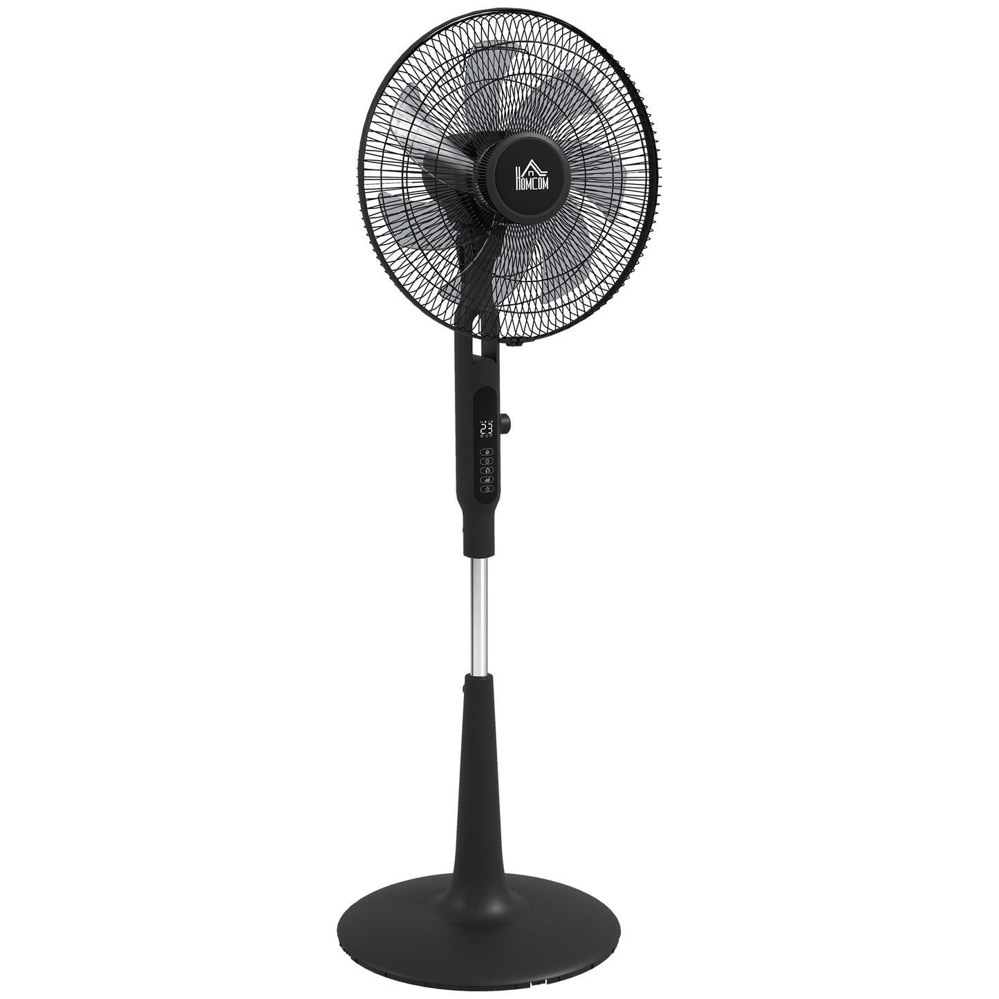 Three Mode Pedestal Fan, with Insect Repellant Box and LED Panel - Black