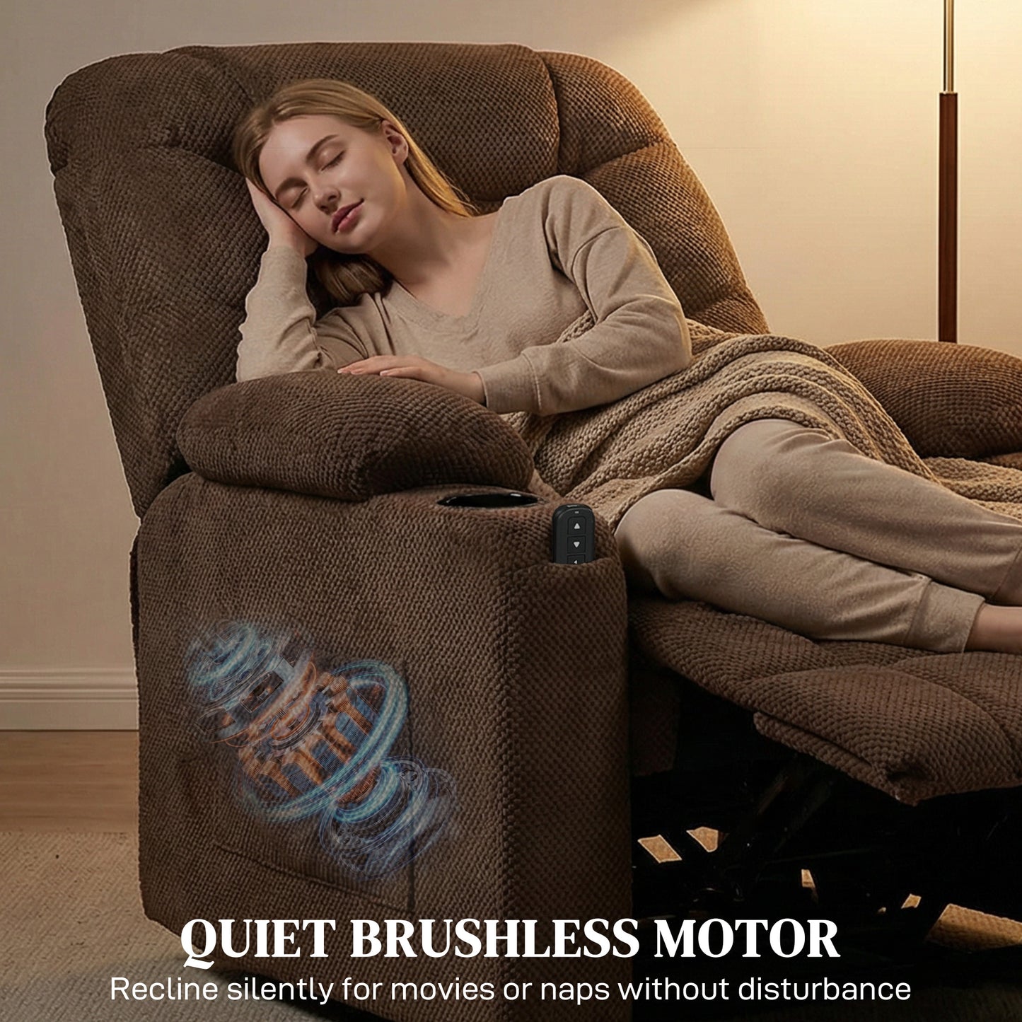 Electric Massage Recliner Armchair with Vibration, Heat, Whisper-Quiet Motor, Memory Function