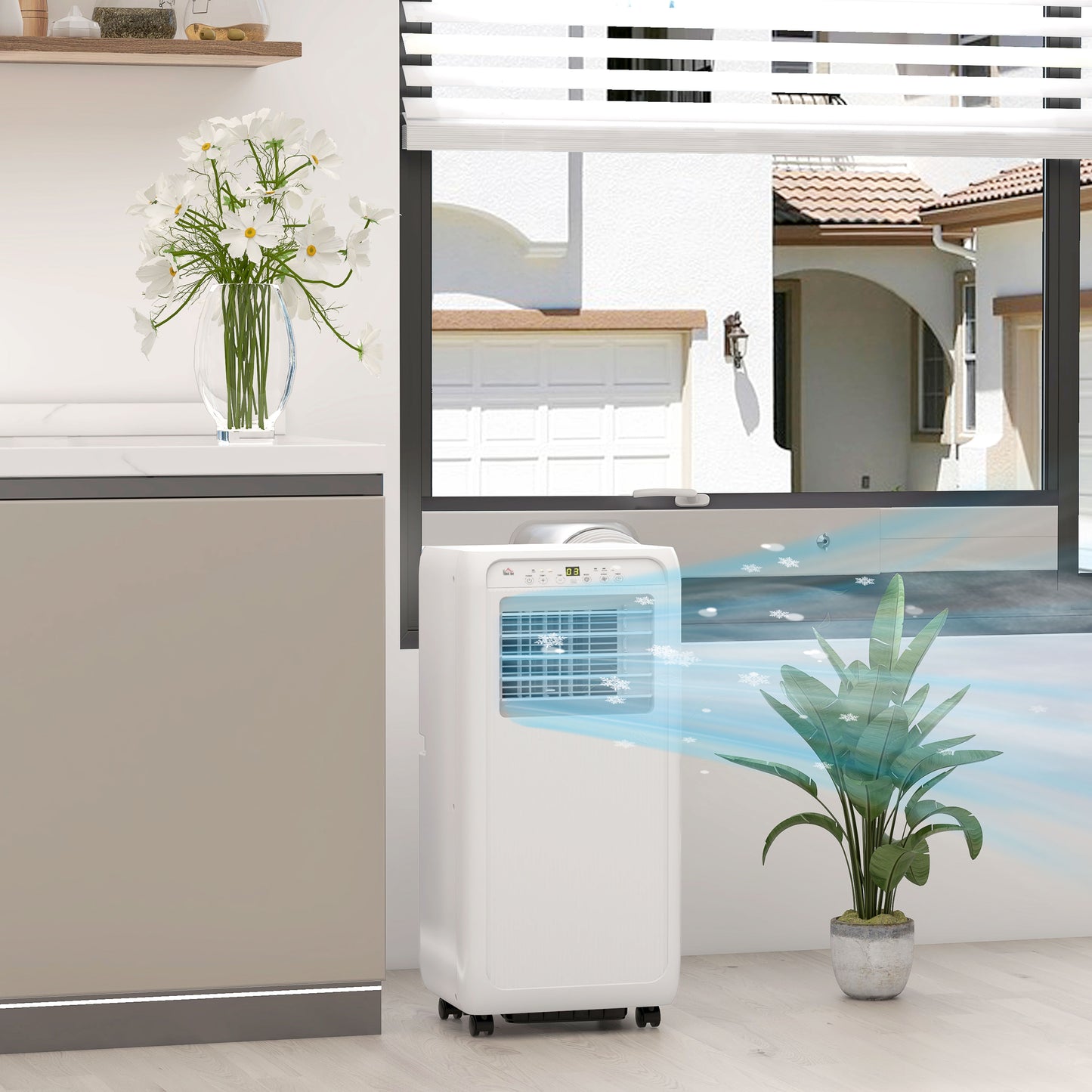 9,000 BTU Mobile Air Conditioner for Room up to 28m², with Dehumidifier, 24H Timer, Wheels, Window Mount Kit