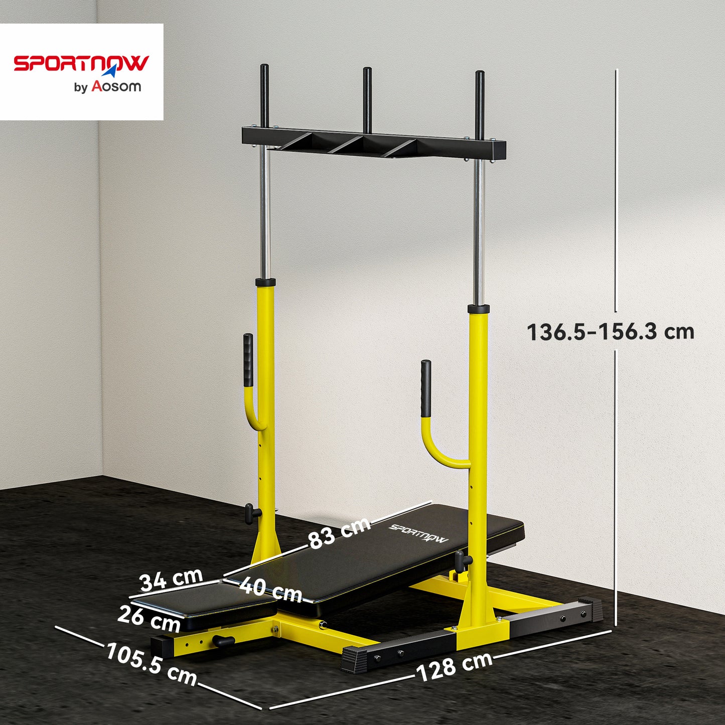 Vertical Leg Press Machine with Adjustable Leg, Back and Head Positions, 1" Standard Plate Compatible, Yellow