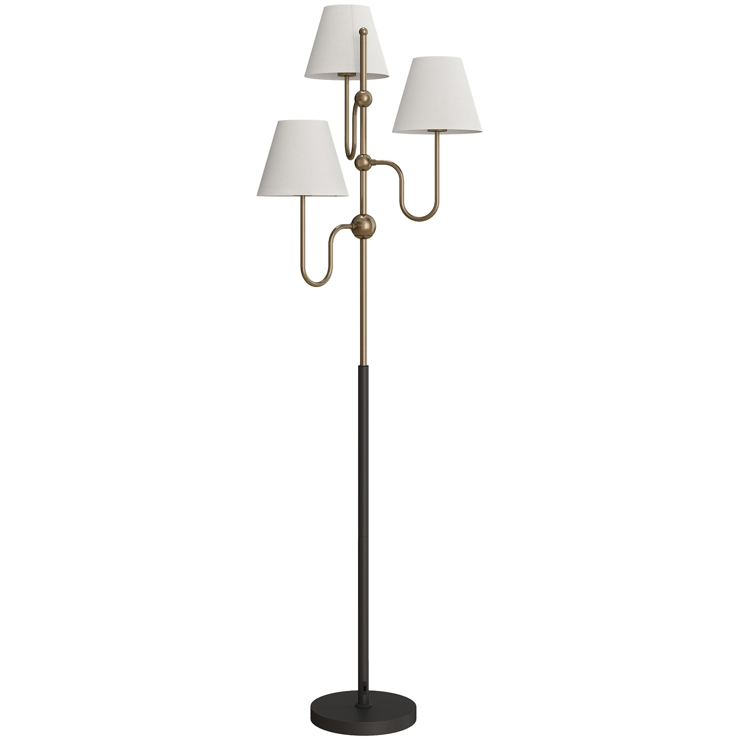 Floor Lamp, 165 cm Tall Standing Lamp with 3 Light and Foot Switch for Living Room, Bedroom, Bedside, Office