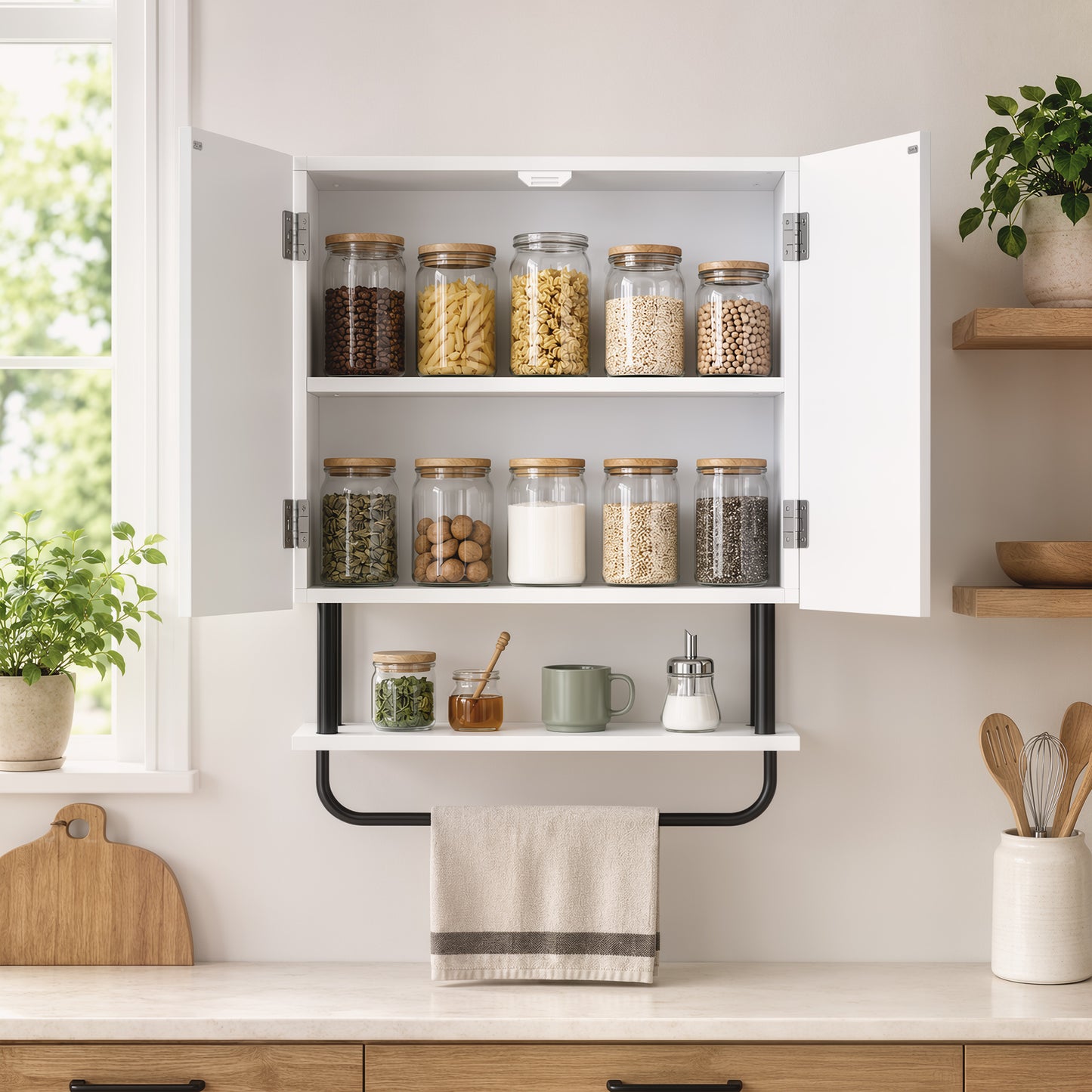 Bathroom Wall Cabinet Modern Space Saver Wall Mounted Cabinet Doors Storage White