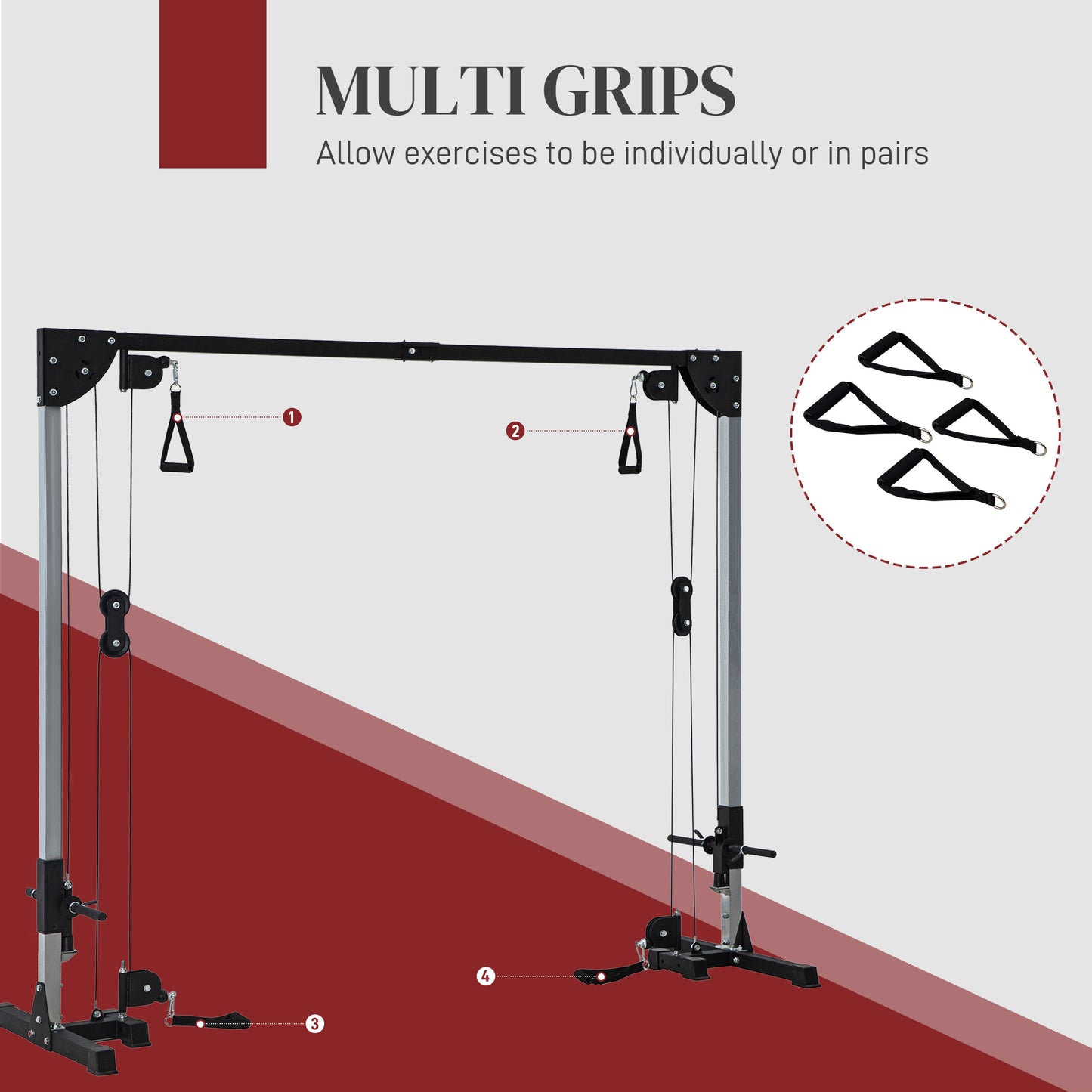 Multi Home Gyms with Cable Pulley System, Cable Crossover Machine with 4 Handles for Full Body Strength Training