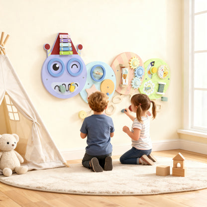 Caterpillar Busy Board with 7 Activities, for Nursery, Playroom, Home, for 3+ Years