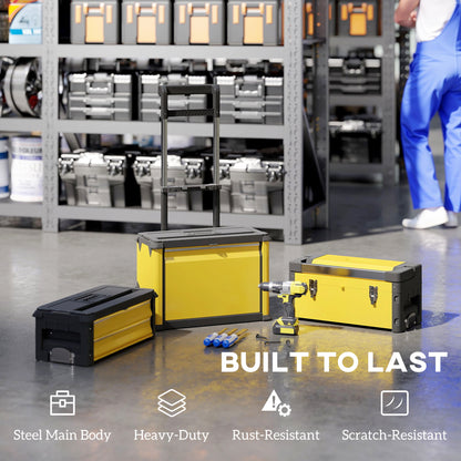 3-in-1 Stackable Rolling Tool Box - Yellow