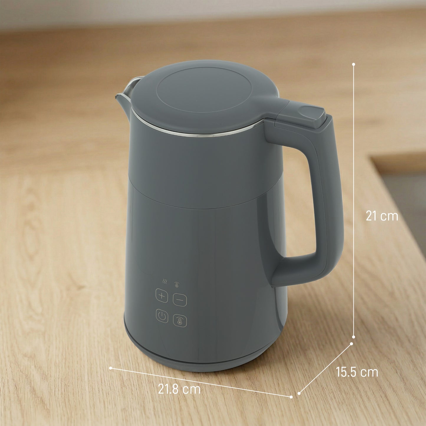 Electric Kettle, 1.7L Fast Boil 3kW Water Kettle with UK Strix Thermostat, LED Display, Keep Warm Function, Grey