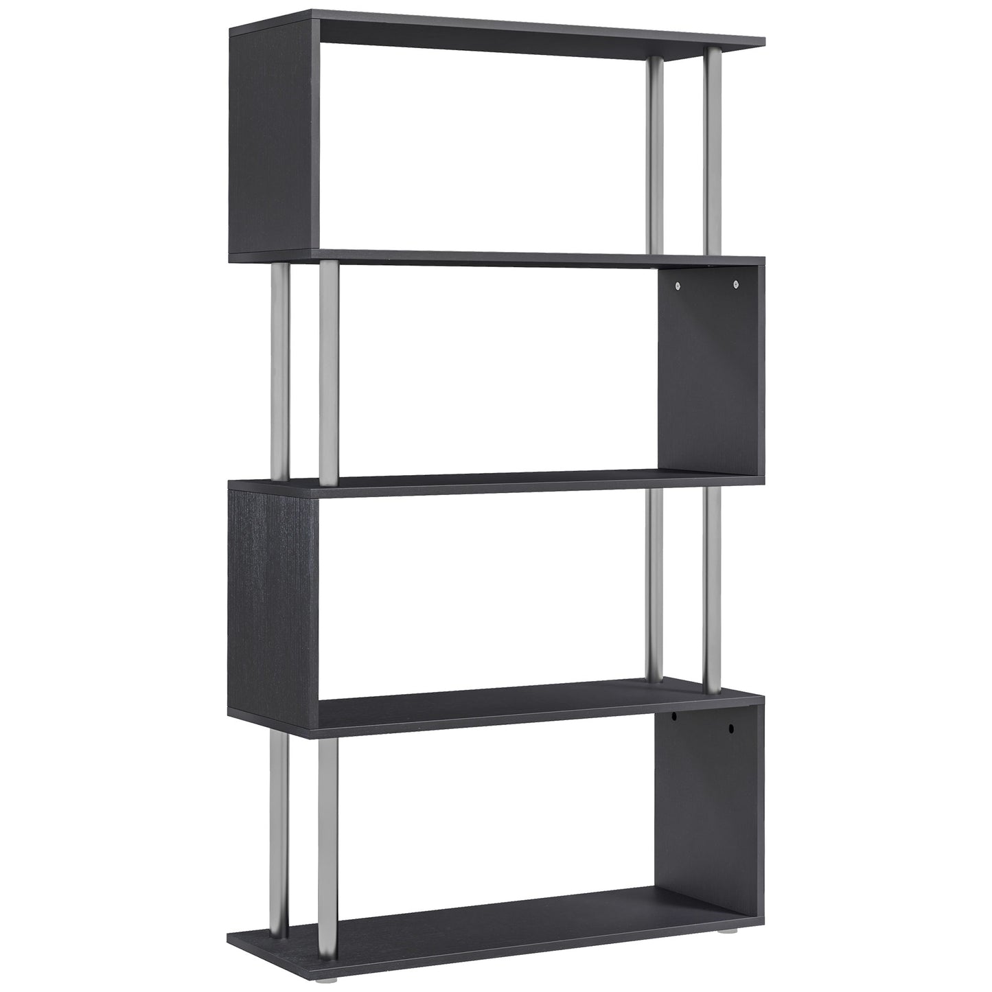 S Shape Bookcase, 5 Tiers Bookshelf, Modern Freestanding Storage Shelf for Home Office, Study, Living Room