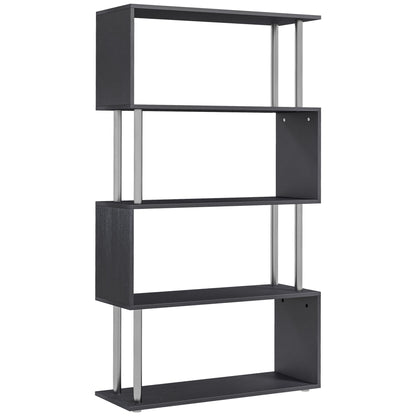 S Shape Bookcase, 5 Tiers Bookshelf, Modern Freestanding Storage Shelf for Home Office, Study, Living Room