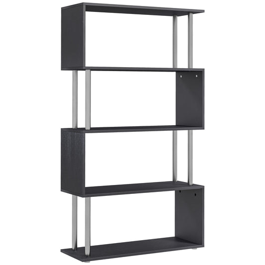 S Shape Bookcase, 5 Tiers Bookshelf, Modern Freestanding Storage Shelf for Home Office, Study, Living Room