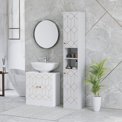 Tall Bathroom Storage Cabinet with Doors, Slim Bathroom Storage Unit with Adjustable Shelves