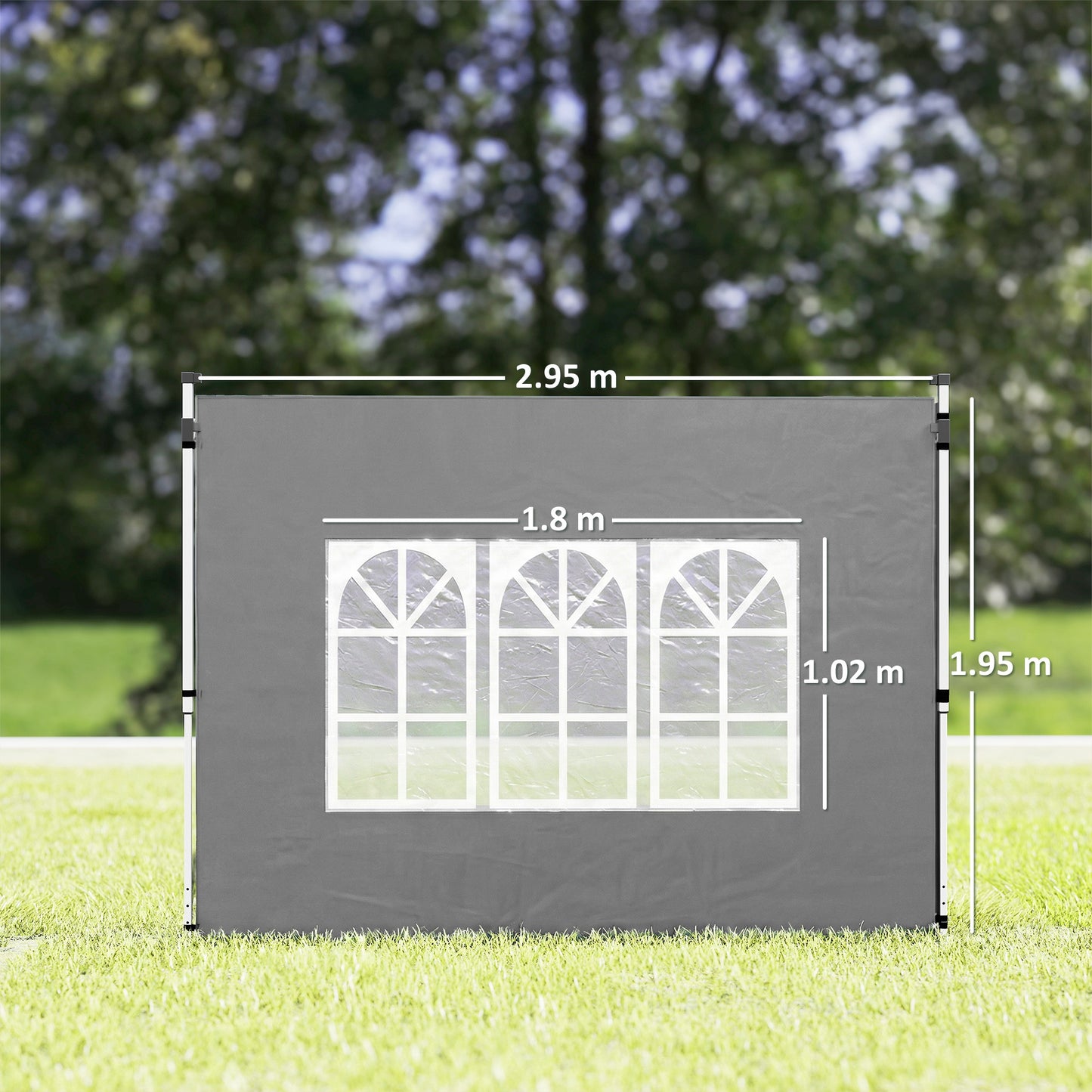Gazebo Side Panels, Sides Replacement with Window for 3x3(m) or 3x4m Pop Up Gazebo, 2 Pack, Dark Grey