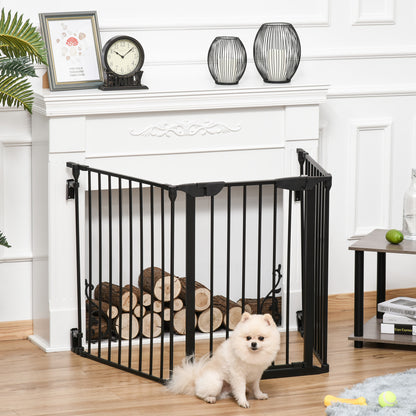 Pet Safety Gate, 3 Panels Playpen Fireplace, Foldable Metal Fence, Stair Barrier, Room Divider