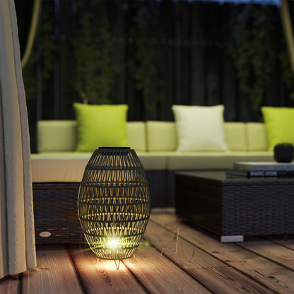 Rattan Solar Lamp, Garden Solar Lantern with Auto On/Off Light, IP44 Waterproof, Decorative Outdoor Rattan Lamp for Porch