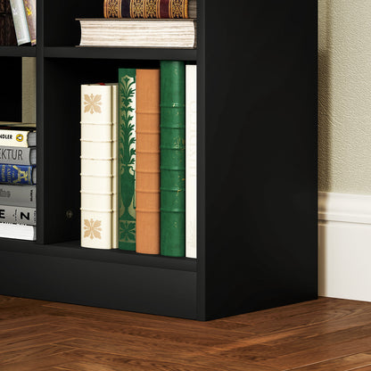 Tall Bookshelf with Drawer, Freestanding Bookcase for Bedroom, Living Room, Home Office, Black
