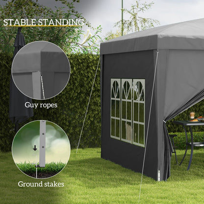 3x3(m) Pop-Up Gazebo, with Curtain Walls and Windows, Grey