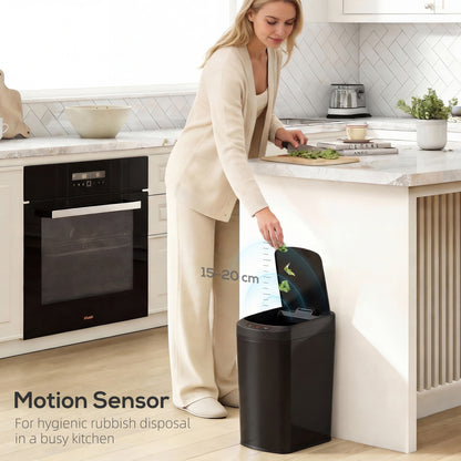 12L Sensor Bin, Automatic Touchless Motion Sensor Kitchen Bin with Fingerprint Resistant Stainless Steel, Black