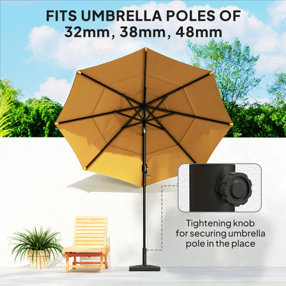Garden Parasol Base, 15kg HDPE Outdoor Umbrella Stand Parasol Stand with Cut-Out Design, Sun Umbrella Base for 32, 38