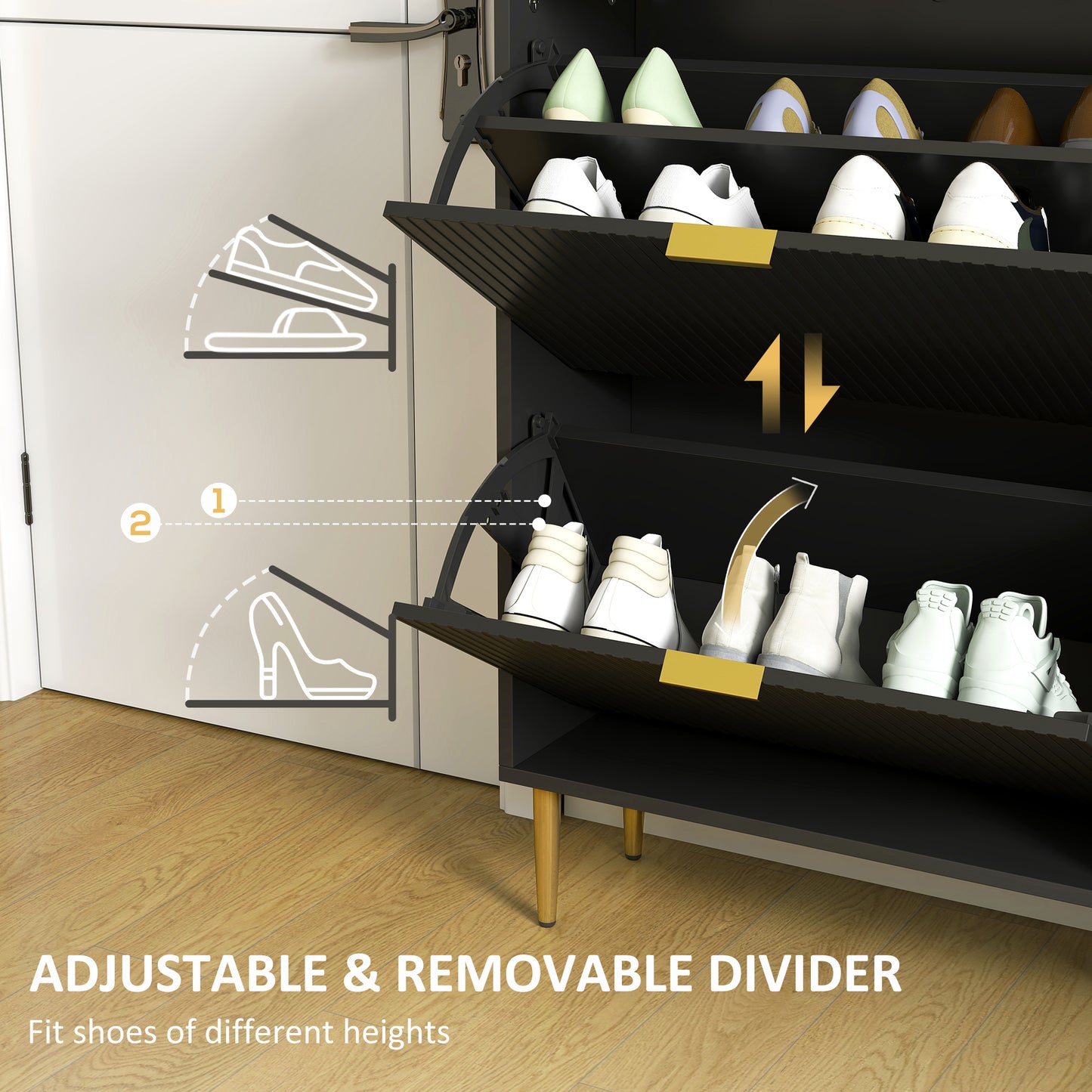 Elegant Two-Drawer Shoe Cabinet - Black