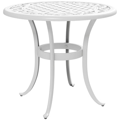 60 cm Round Garden Table, Cast Aluminium Outdoor Patio Table, White