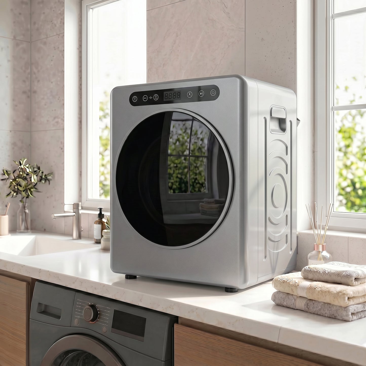 5 kg Compact 40-60℃ Tumble Dryer - Silver Tone
