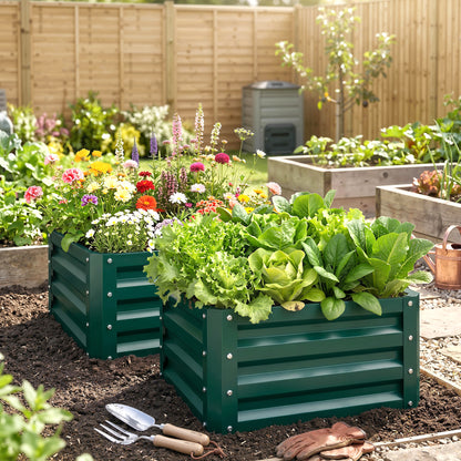 Set of Two 60 x 60cm Steel Planter Boxes - Green