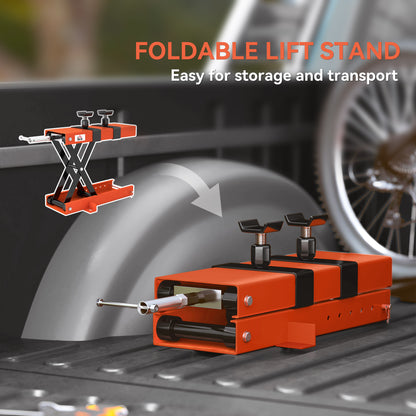 500 kg Motorcycle Scissor Lift Jack, Heavy Duty Steel Adjustable Motorbike Lifting Hoist Stand with Safety Pin