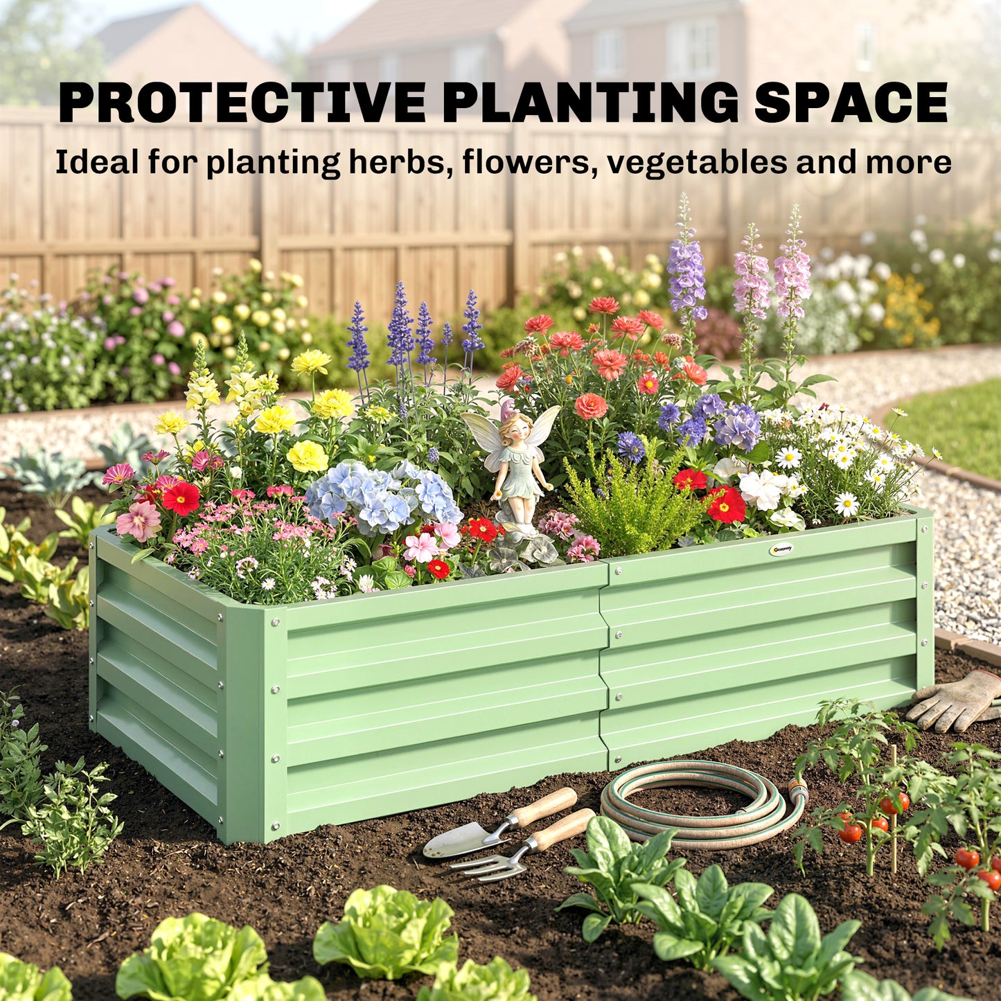 Raised Beds for Garden, Galvanised Outdoor Planters, for Herbs and Vegetables, Use for Patio, Garden, Balcony