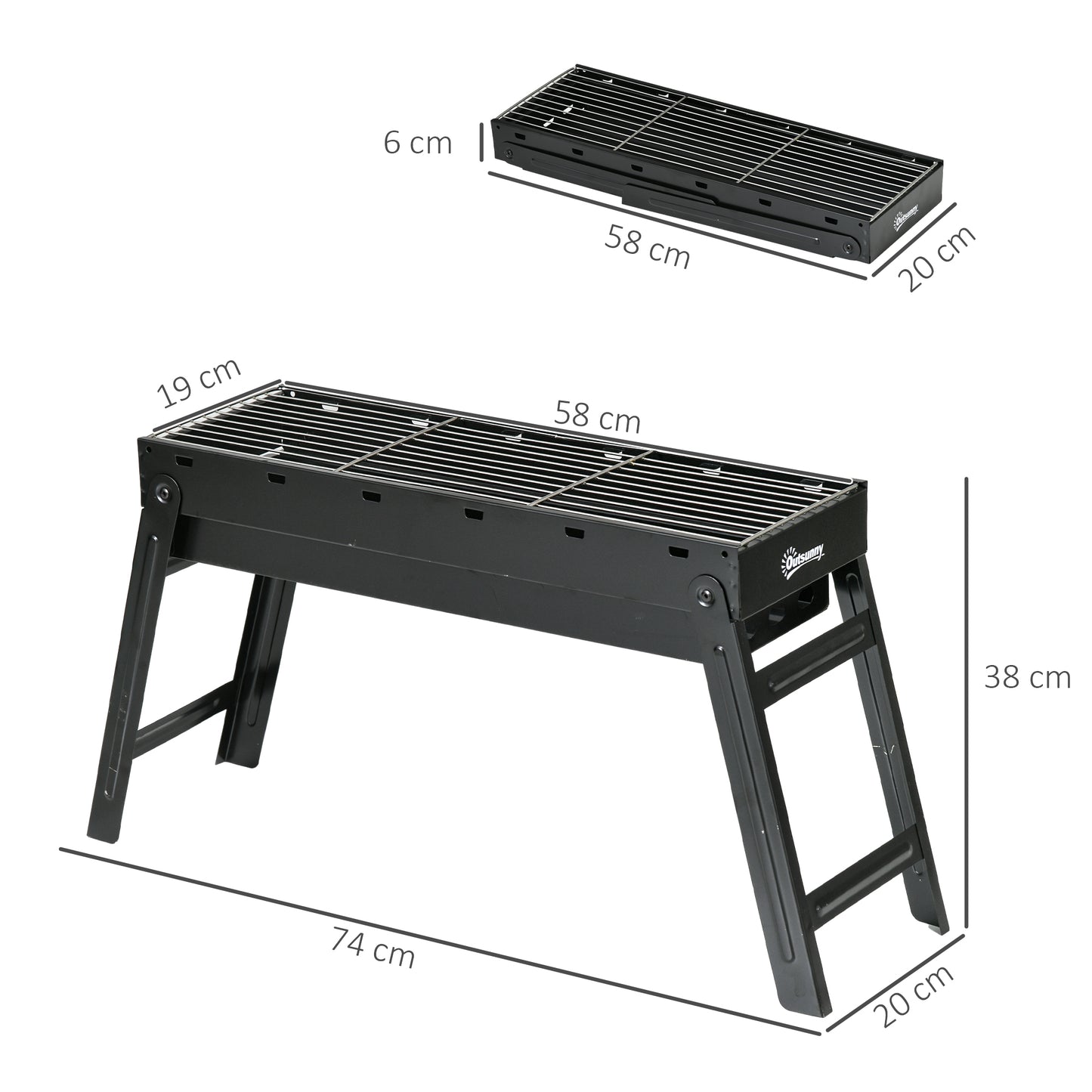 Foldable Charcoal Grill - Black