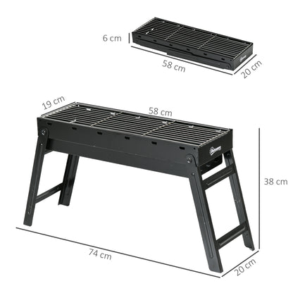 Foldable Charcoal Grill - Black