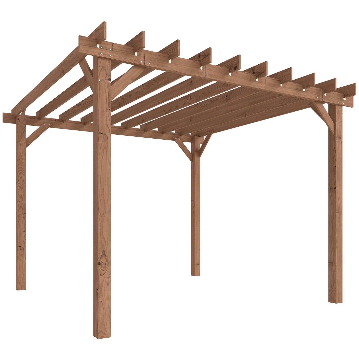 3 x 3 m Wooden Pergola Kit, Garden Pergola Gazebo Grape Trellis with Triangle Supports, Maple Wood-effect