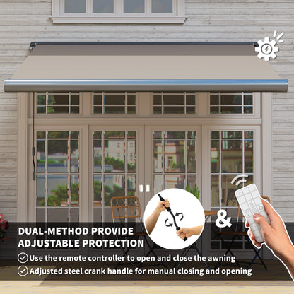 3 x 2.5 m Electric Awning with Remote Controller, Aluminium Frame DIY Retractable Awning