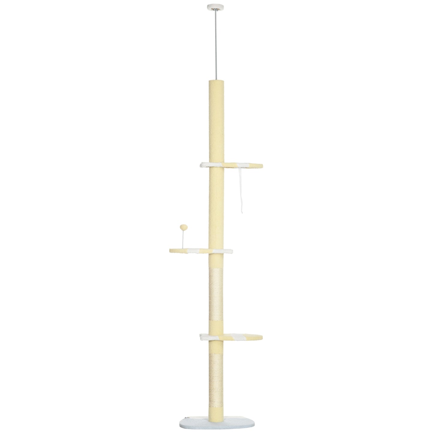260cm Adjustable Floor-To-Ceiling Cat Tree w/ Anti-Tipping Kit, Toy Ball