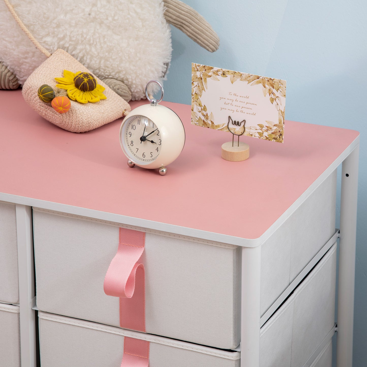 Chest of Drawers, Cloth Organizer Unit with 6 Fabric Drawers, Metal Frame and Wooden Top, Storage Cabinet for Kids Room
