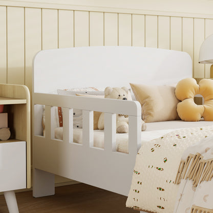 Toddler Bed, Kids Bed Frame with Safety Side Rails, Kids Bedroom Furniture for Ages 3-8 Years, White